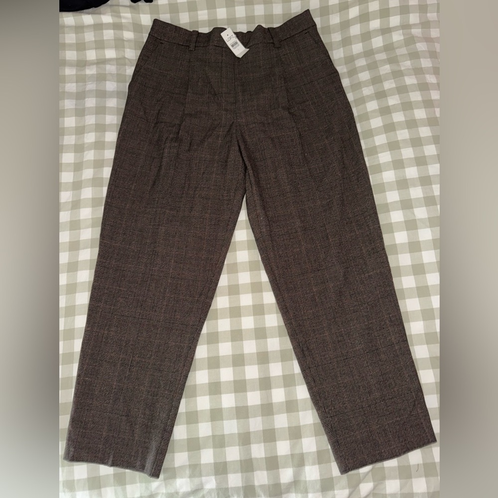 LOFT Women’s Dark Brown Checkered Dress Ankle pant